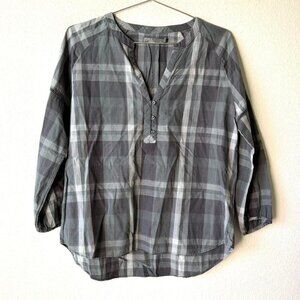 PrAna gray striped blouse top shirt women's small